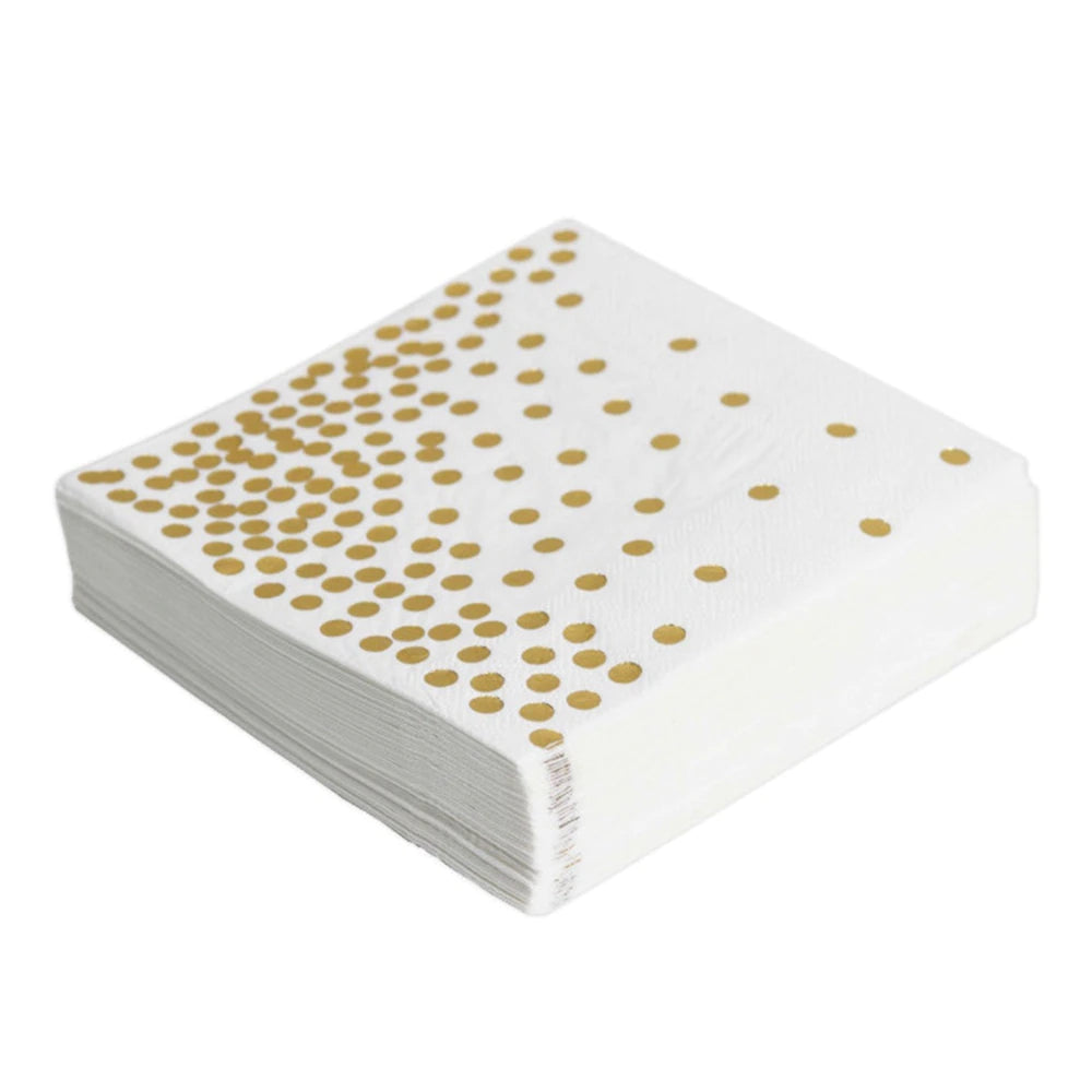 16PCs Golden Dots Paper Napkins Pack For Luncheon Dinner Home Party Decorations 3-Ply 33cm