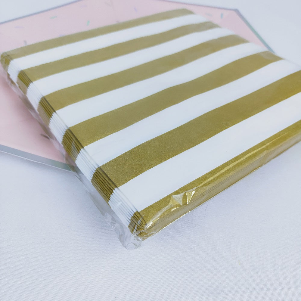 Golden Stripe Stylish Paper Napkins 13*13 Inch