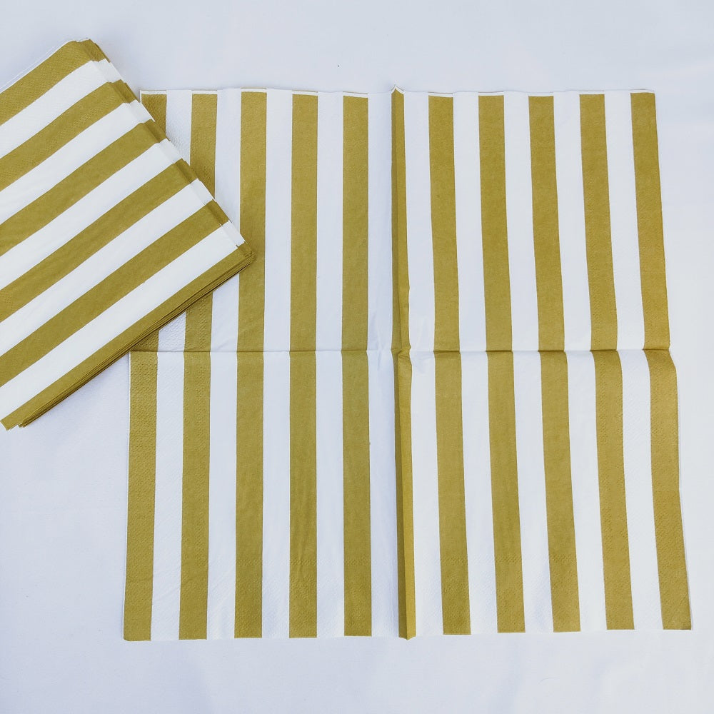 Golden Stripe Stylish Paper Napkins 13*13 Inch