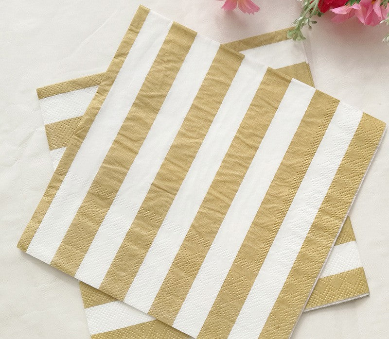 20PCs Golden Paper Napkins Disposable Decorative 13*13 inch