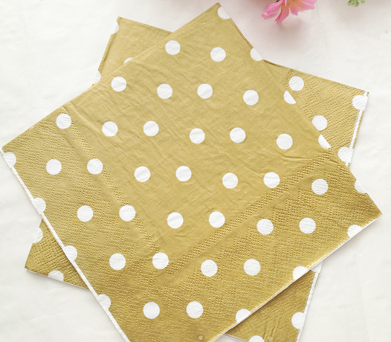 20PCs Golden Paper Napkins Disposable Decorative 13*13 inch