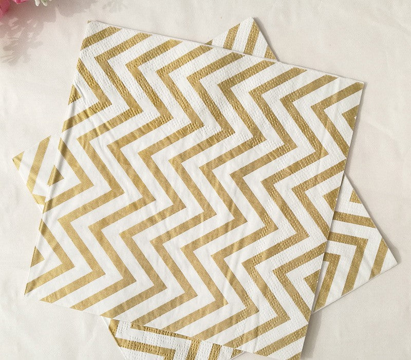 20PCs Golden Paper Napkins Disposable Decorative 13*13 inch