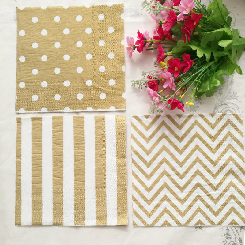 20PCs Golden Paper Napkins Disposable Decorative 13*13 inch