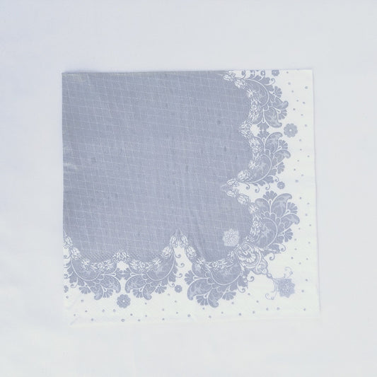 Gray Flower Plaid Paper Napkins