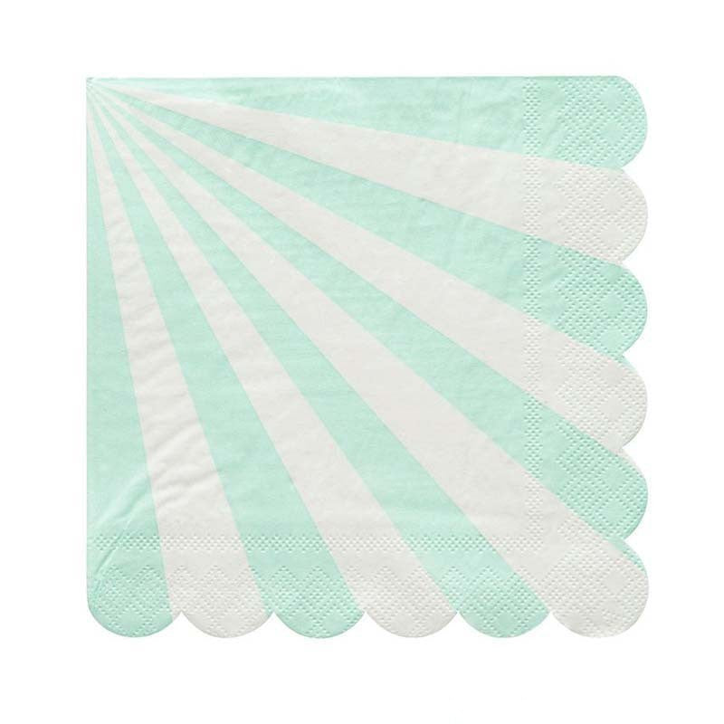 16PCs Green Striped Paper Napkins For Decoupage Luncheon Dinner Party Home Decor