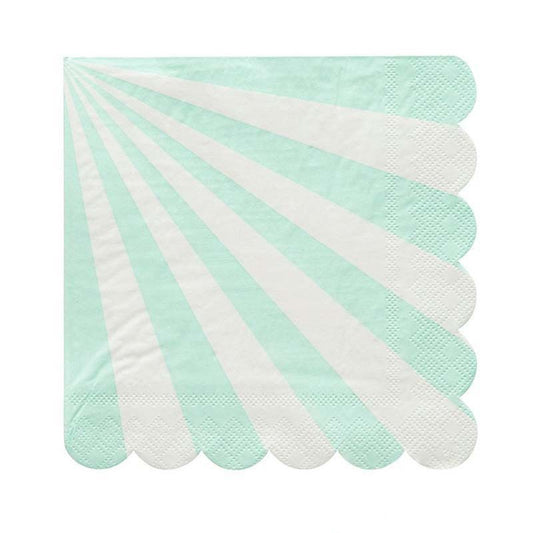 16PCs Green Striped Paper Napkins For Decoupage Luncheon Dinner Party Home Decor