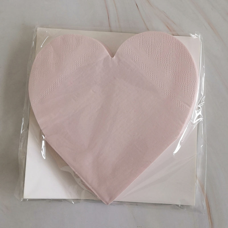 16PCs Love Heart Paper Napkins Pack Decoupage Luncheon Party Supplies Home Decorations 25cm