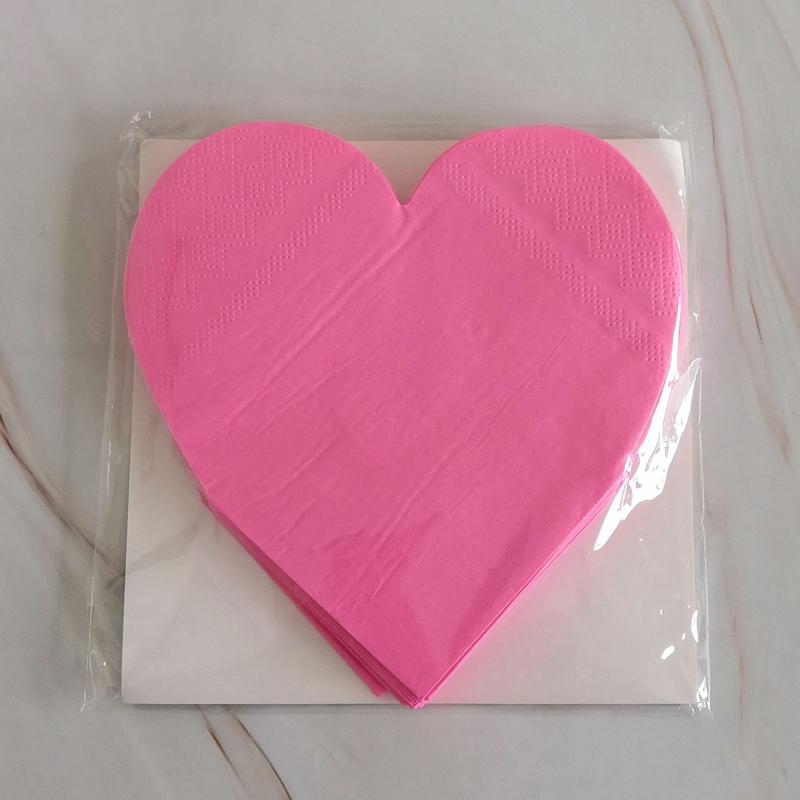 16PCs Love Heart Paper Napkins Pack Decoupage Luncheon Party Supplies Home Decorations 25cm