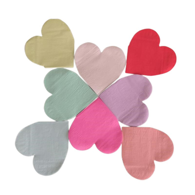 16PCs Love Heart Paper Napkins Pack Decoupage Luncheon Party Supplies Home Decorations 25cm