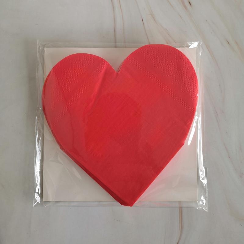 16PCs Love Heart Paper Napkins Pack Decoupage Luncheon Party Supplies Home Decorations 25cm