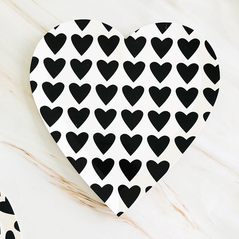 Party Supplies Tableware Black Heart Paper Plate * 8PCs