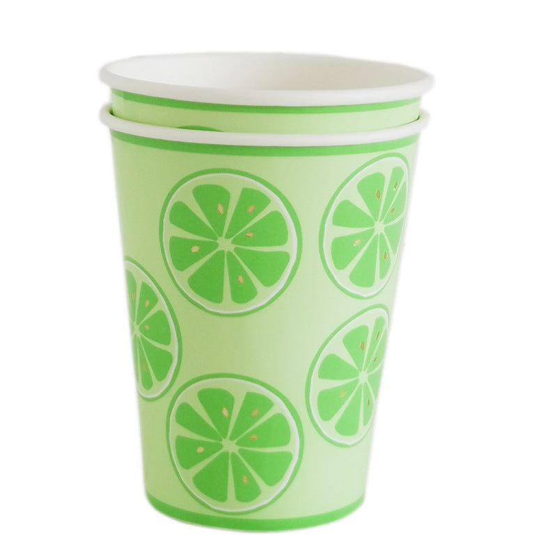 Summer Party Supplies Decorations Disposable Paper Cups 9 Oz Lemon Fruit Cup Set of 8