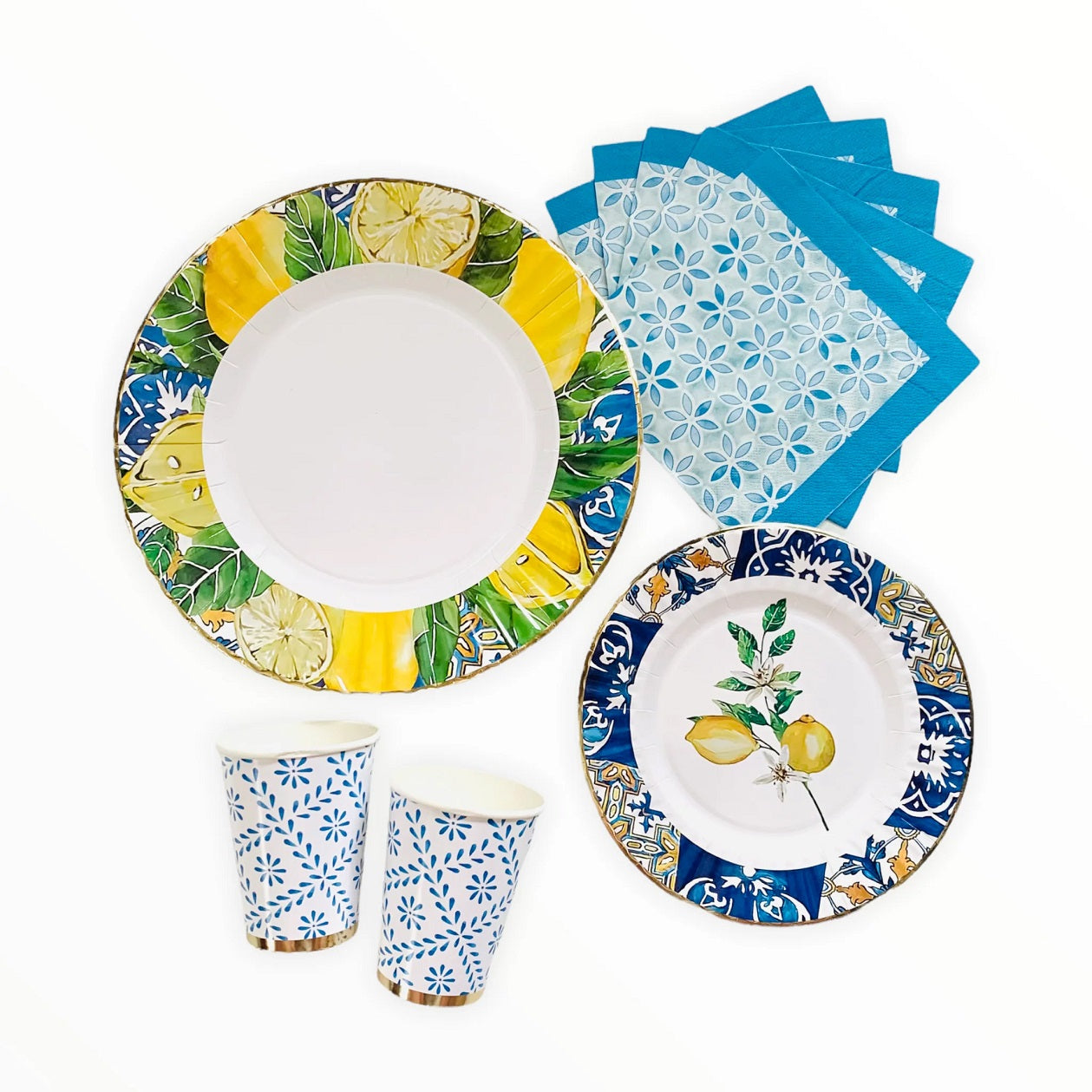 Lemon Theme Party Supplies Decorations Paper Plates and Cups and Napkins Tableware Sets for 8
