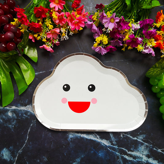 8PCs Smile Face Cloud Paper Plates Dinner Dessert Plate