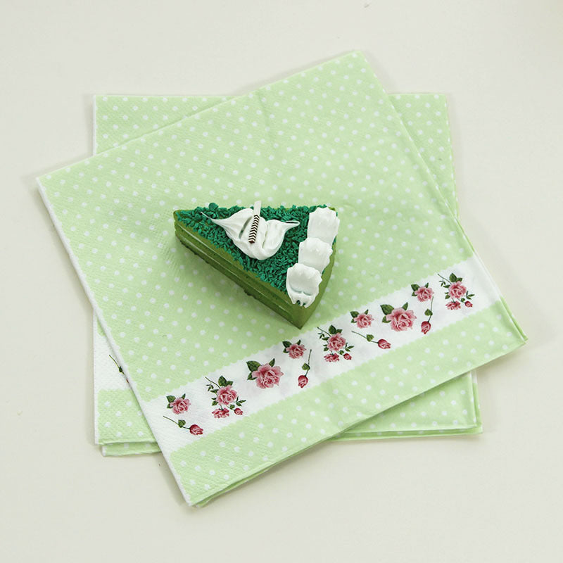 Green Rose Floral Dots Paper Napkin Disposable Party Napkins 13 inch * 20PCs