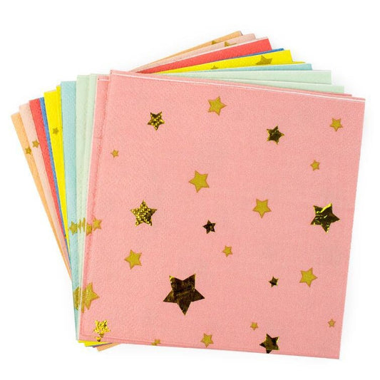 16PCs/Bag Multicolor Gilding Star Paper Napkin 25*25cm