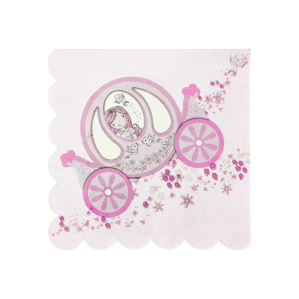 16PCs/Bag Princess's Pumpkin Carriage Pink Paper Napkins 33*33cm