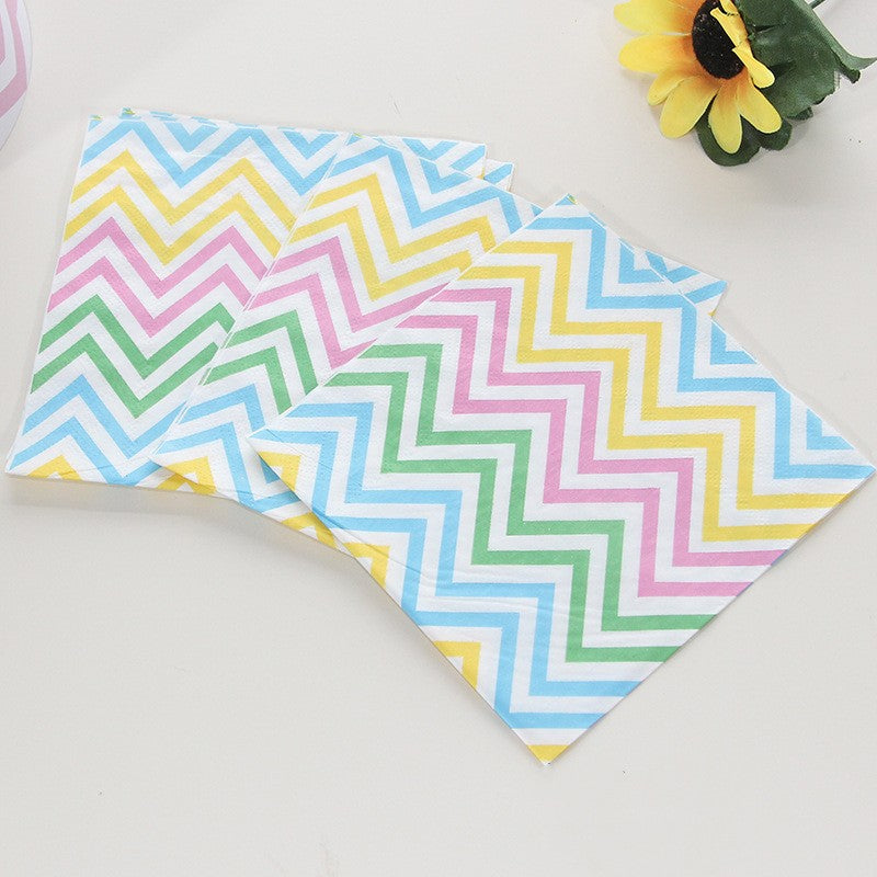 Colorful Ripple Party Supplies Paper Plates Cups Banner Flag Hat Napkins Disposable Tableware Set for 12