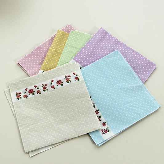 20PCs/Bag Rose Floral Dots Paper Napkin Party Napkins 13 inch