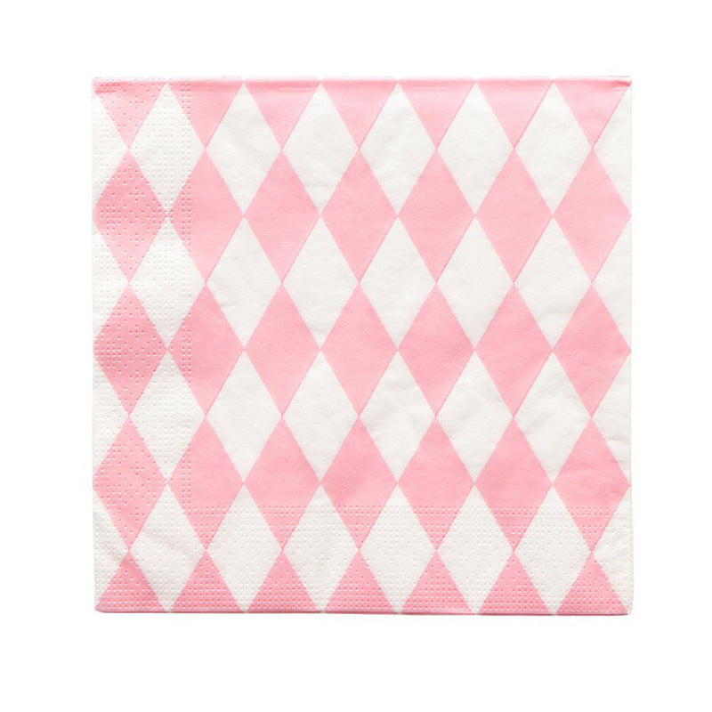 Pink Rhombus Paper Napkin Disposable Party Napkins 13 inch * 16PCs