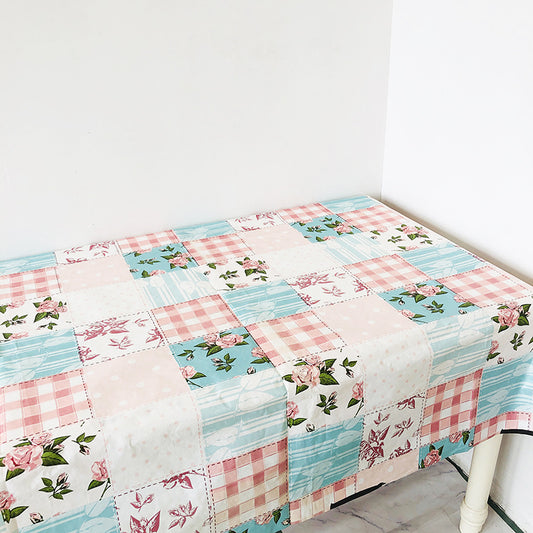 Rose Flower Checks Disposable Tablecloths for Rectangle Tables Paper Tablecloth 120*180cm