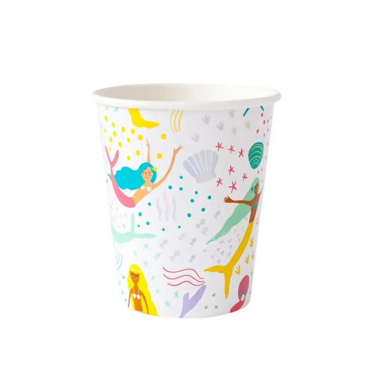 8PCs Cartoon Ocean Mermaid Paper Cups Party Supplies for Girls