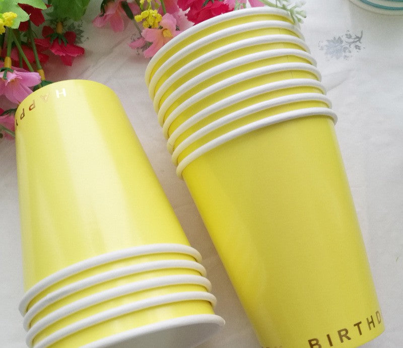 Gilding Happy Birthday Disposable Paper Cups Party Supplies * 8PCs