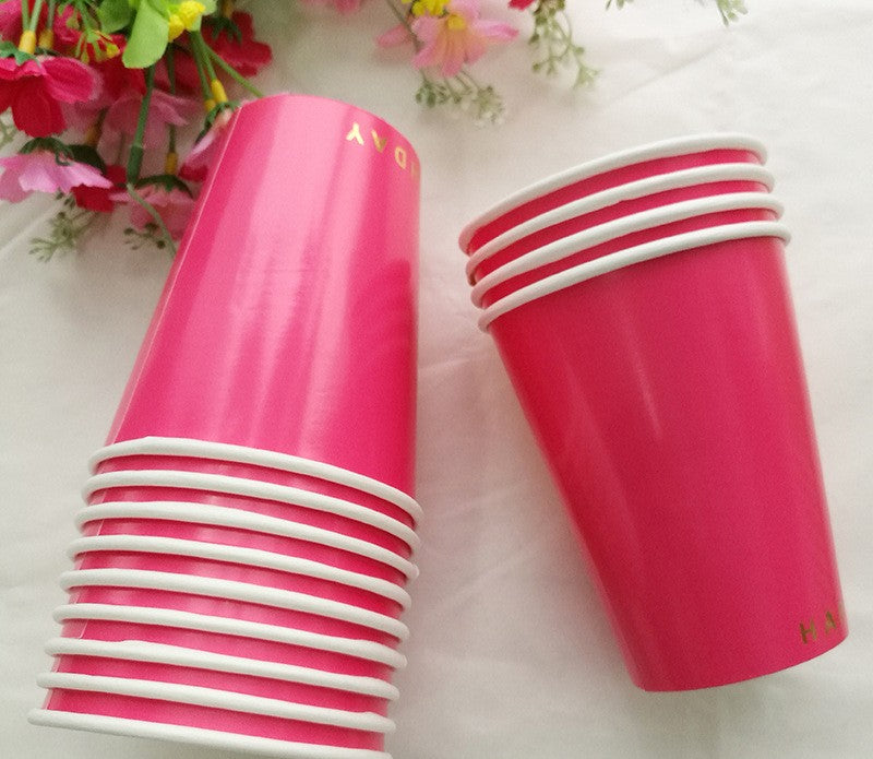 Gilding Happy Birthday Disposable Paper Cups Party Supplies * 8PCs