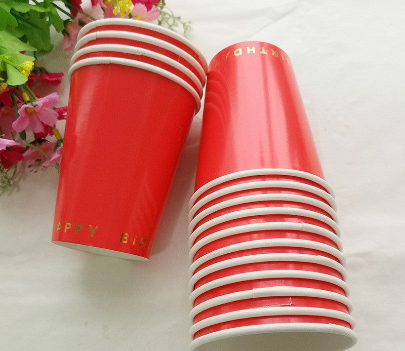 Gilding Happy Birthday Disposable Paper Cups Party Supplies * 8PCs