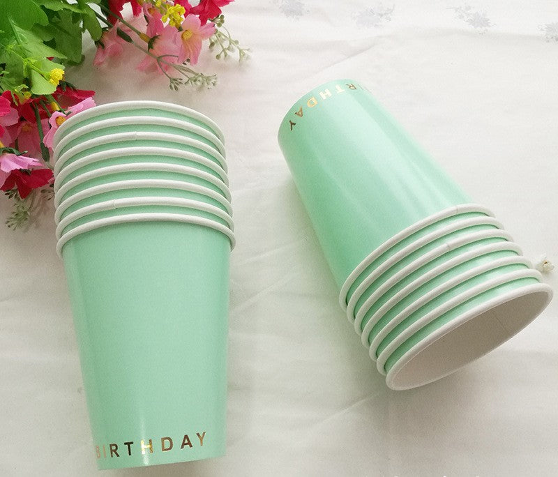 Gilding Happy Birthday Disposable Paper Cups Party Supplies * 8PCs