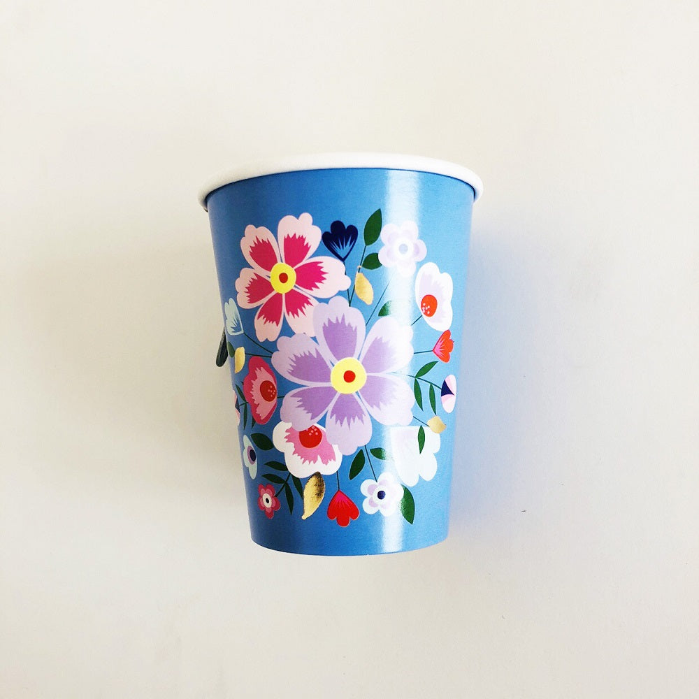 Vintage Floral Disposable Paper Cups Party Supplies * 8PCs