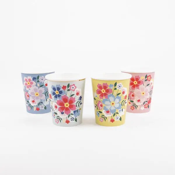 Vintage Floral Disposable Paper Cups Party Supplies * 8PCs