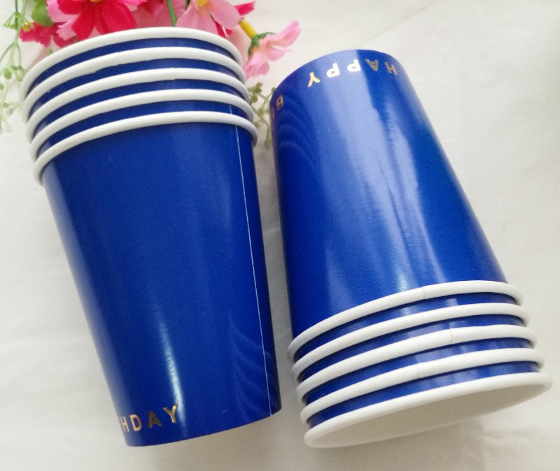 Gilding Happy Birthday Disposable Paper Cups Party Supplies * 8PCs