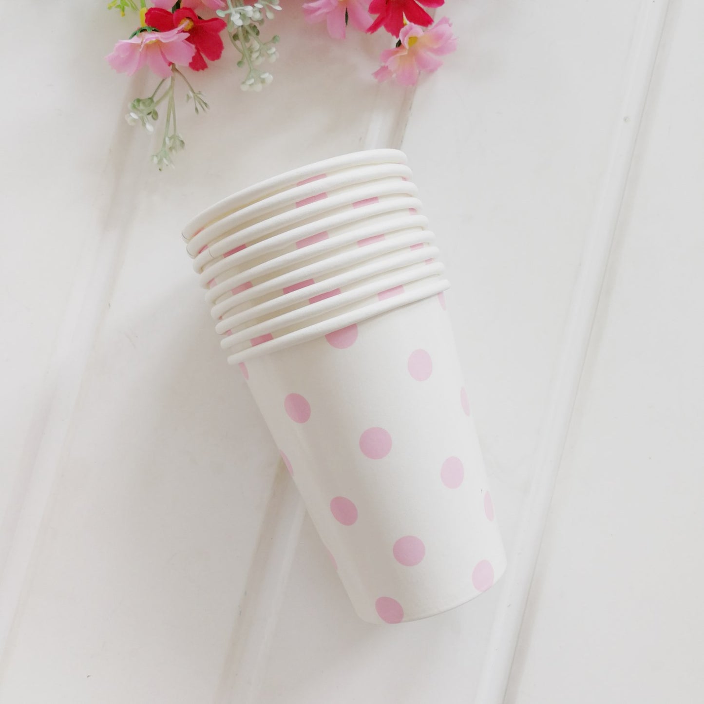 8PCs/Set Dots Disposable Paper Cups 270ml Tableware Wedding Baby Shower Birthday Party Supplies Decoration Cup