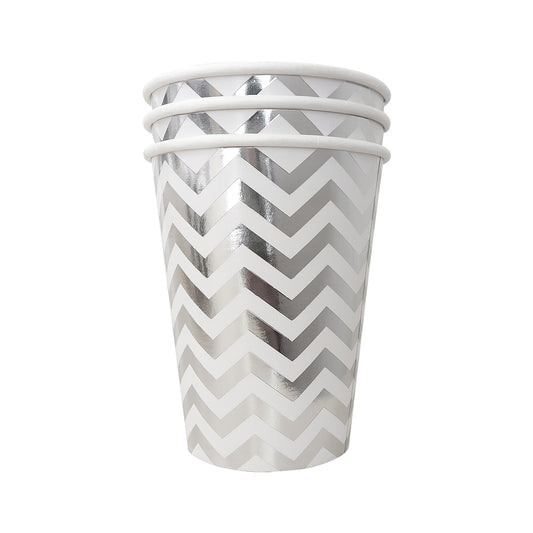 Silver Wave Paper Cups Party Supplies Decoration Set of 8