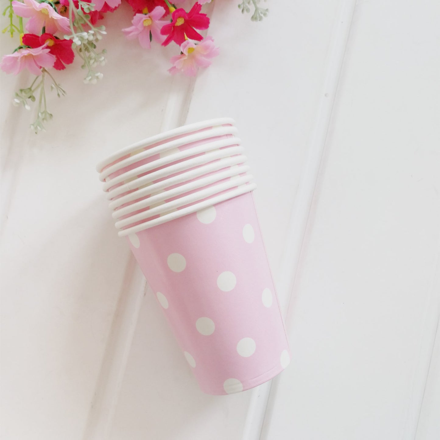 8PCs/Set Dots Disposable Paper Cups 270ml Tableware Wedding Baby Shower Birthday Party Supplies Decoration Cup