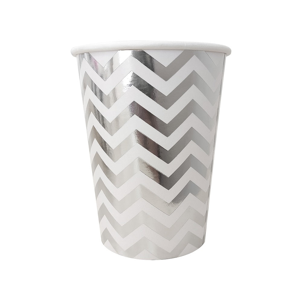 Silver Wave Paper Cups Party Supplies Decoration Set of 8