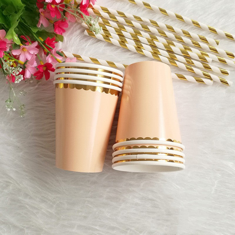 Pinkish-orange Party Plates and Cups and Napkins Sets Disposable Paper Tableware Decorative