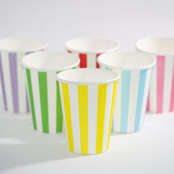 Vertical Stripe Paper Cups Disposable Party Supplies * 12PCs