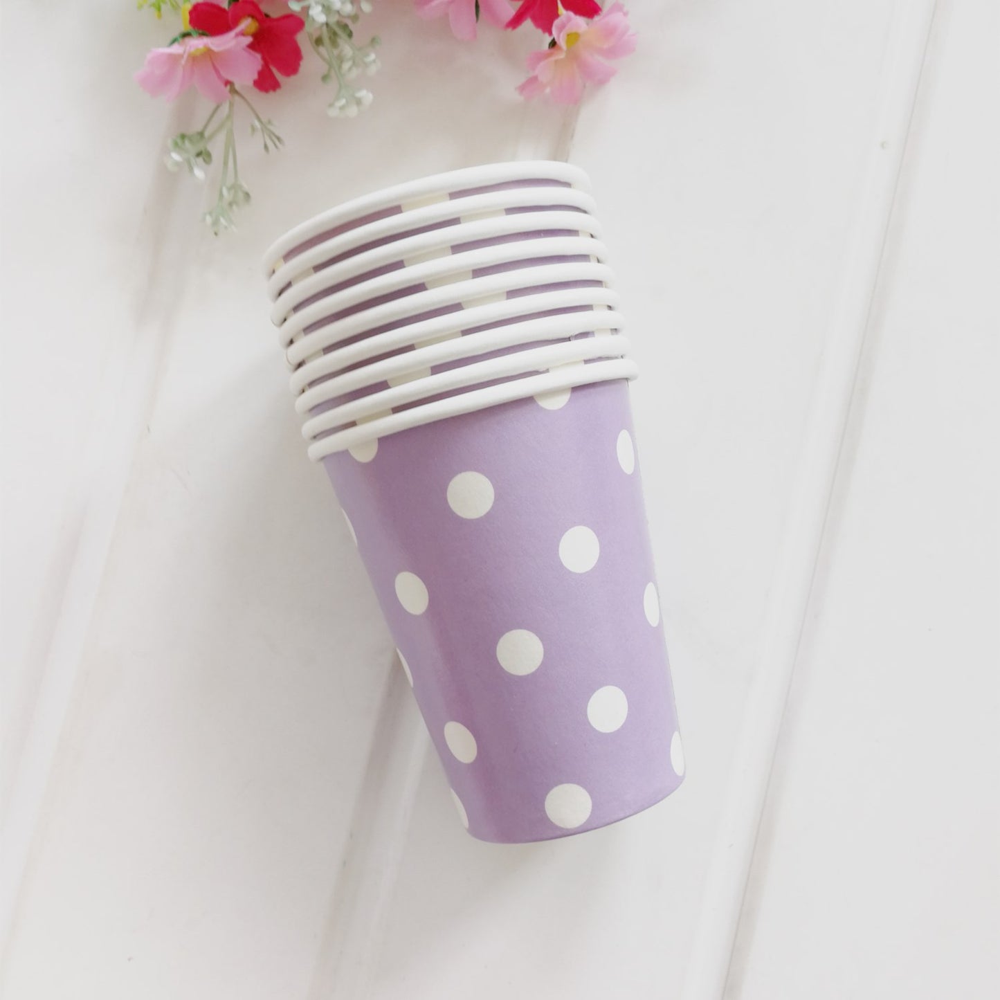 8PCs/Set Dots Disposable Paper Cups 270ml Tableware Wedding Baby Shower Birthday Party Supplies Decoration Cup