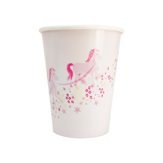 8PCs Pink Floral Carriage Paper Cups Party Supplies