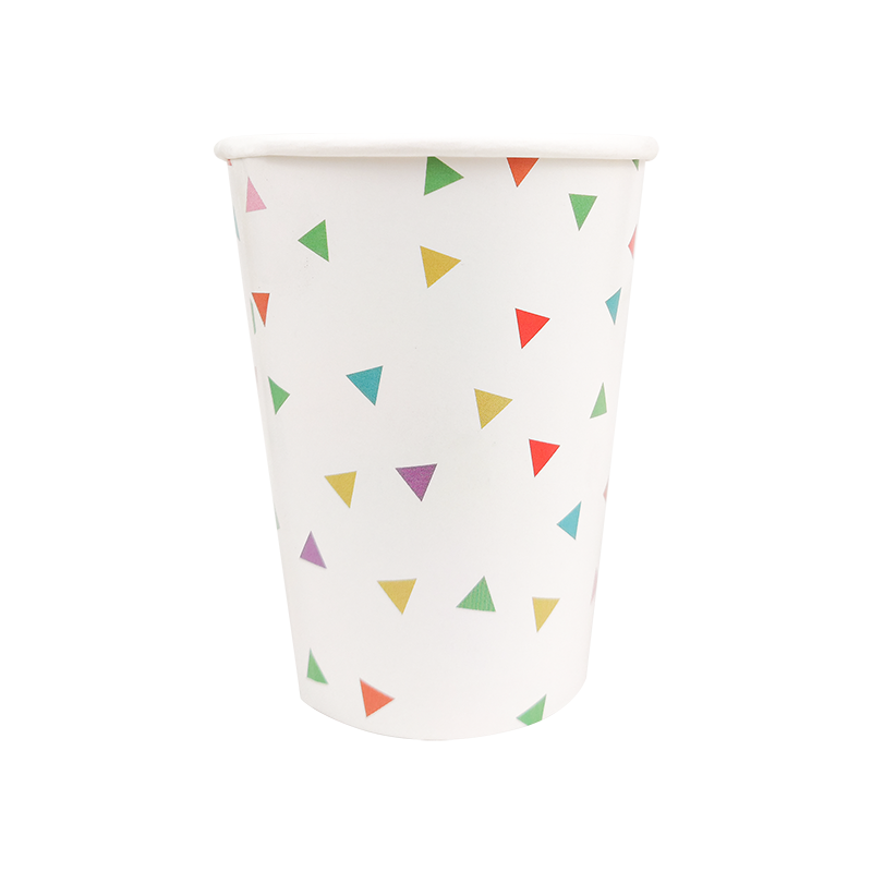 8PCs Colorful Triangle White Paper Cups 9 oz