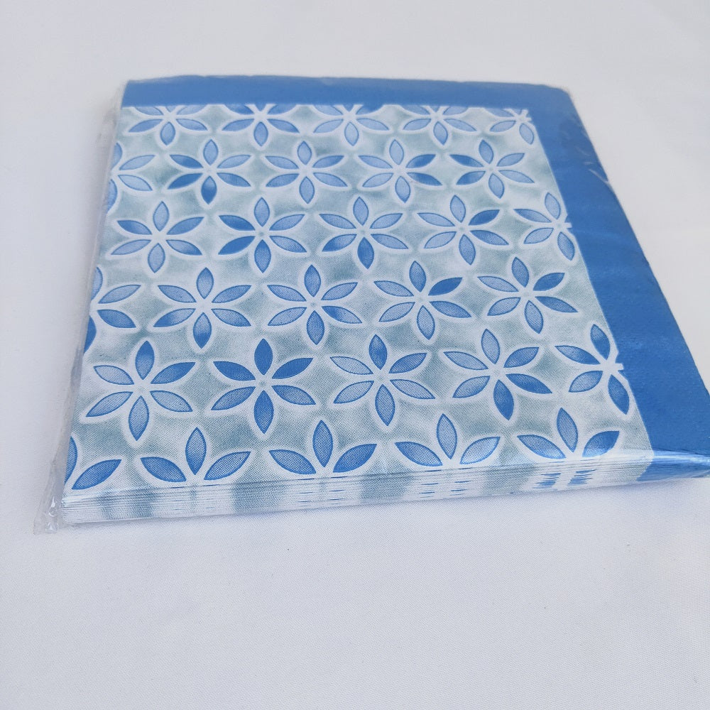 16PCs/Bag Blue Flower Paper Napkins 33*33cm