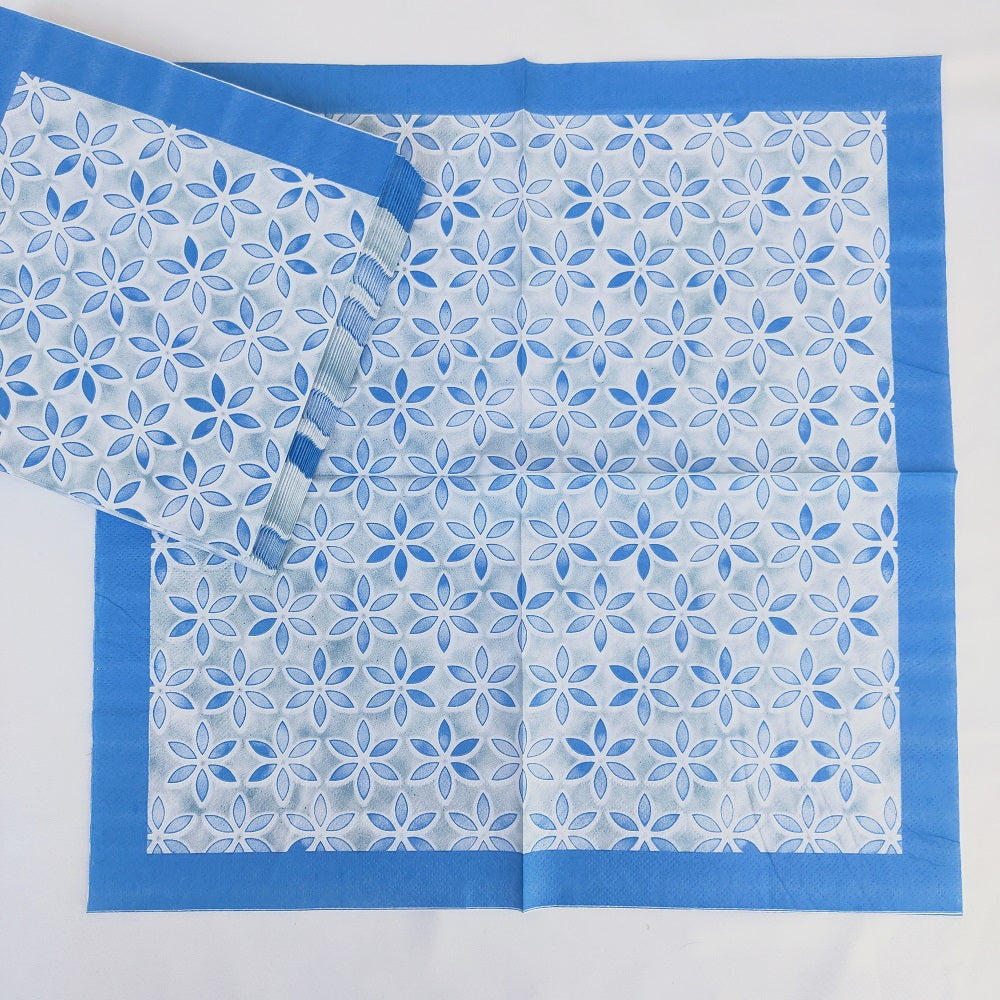 16PCs/Bag Blue Flower Paper Napkins 33*33cm