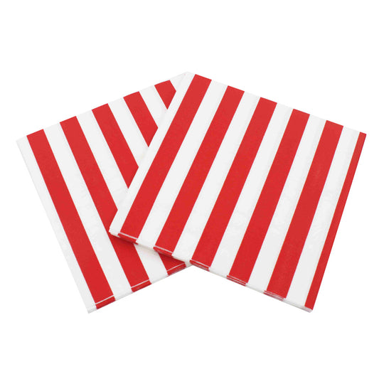 16PCs Pack Red Striped Paper Napkins For Decoupage Luncheon 3-Ply 33cm