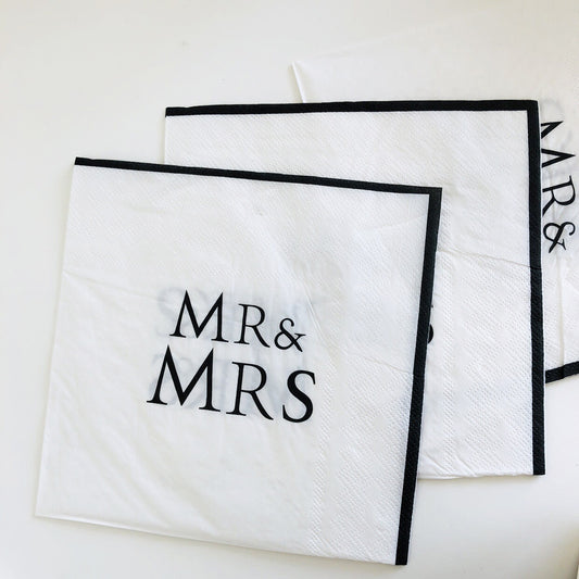 Mr & Mrs Letter White Paper Napkins Wedding Party Supplies x 16PCs