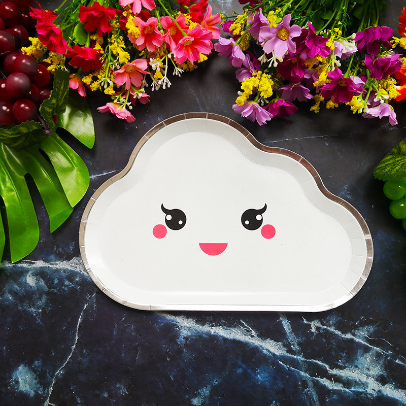 8PCs Cloud Paper Plates 10*7 inch