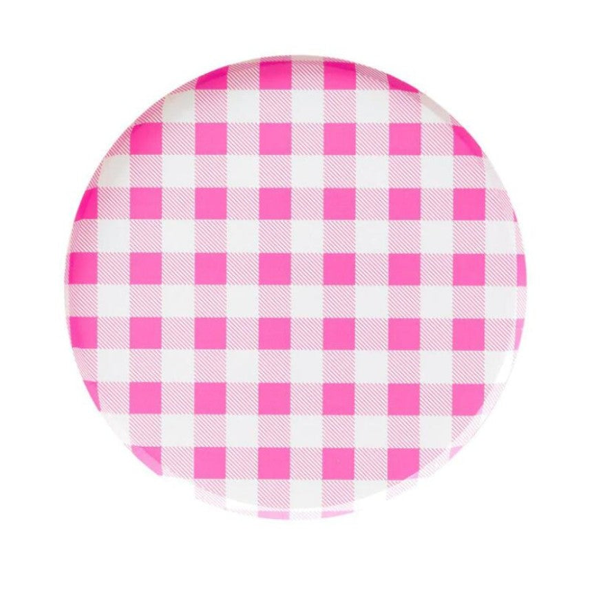 9 Inch Pink Gingham Check Paper Plate * 8PCs