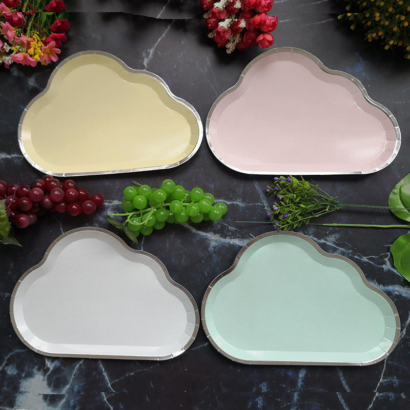 8PCs/Set Cloud Disposable Party Supplies 10*7 inch Paper Plates