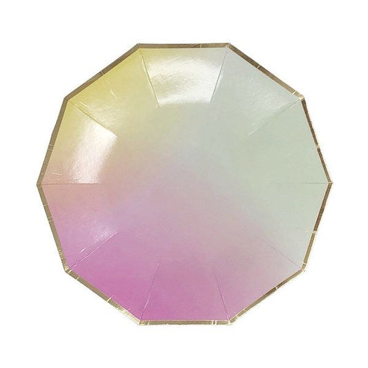 Decagon Rainbow Paper Plates Party Supplies Dessert Plate